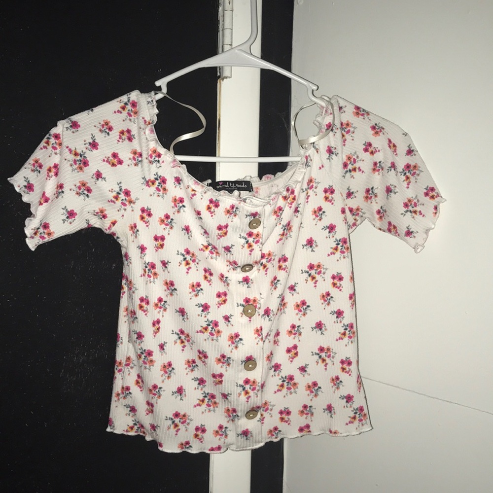 white flowered crop top